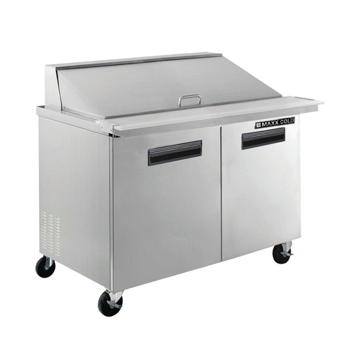 Maxx Cold MXCR48MHC X - Series Two - Door Refrigerated Mega Top Prep Table, 48"W, 12 cu. ft. Storage Capacity, in Stainless Steel - TheChefStore.Com