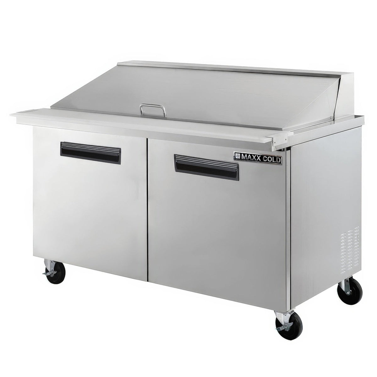 Maxx Cold MXCR60MHC X - Series Two - Door Refrigerated Mega Top Prep Table, 61"W, 15.5 cu. ft. Storage Capacity, in Stainless Steel - TheChefStore.Com