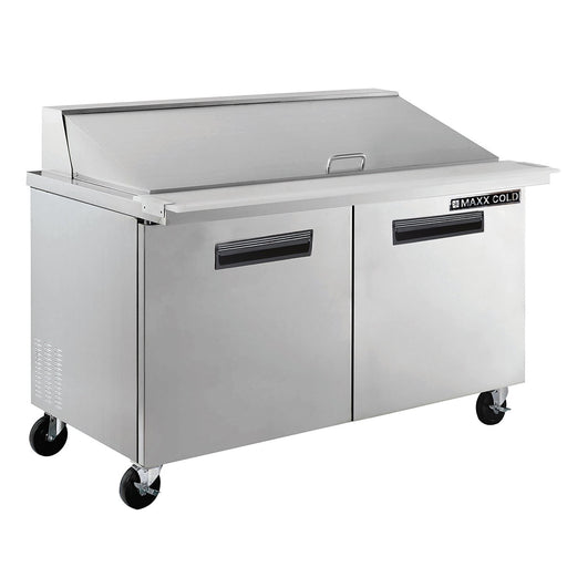Maxx Cold MXCR60MHC X - Series Two - Door Refrigerated Mega Top Prep Table, 61"W, 15.5 cu. ft. Storage Capacity, in Stainless Steel - TheChefStore.Com