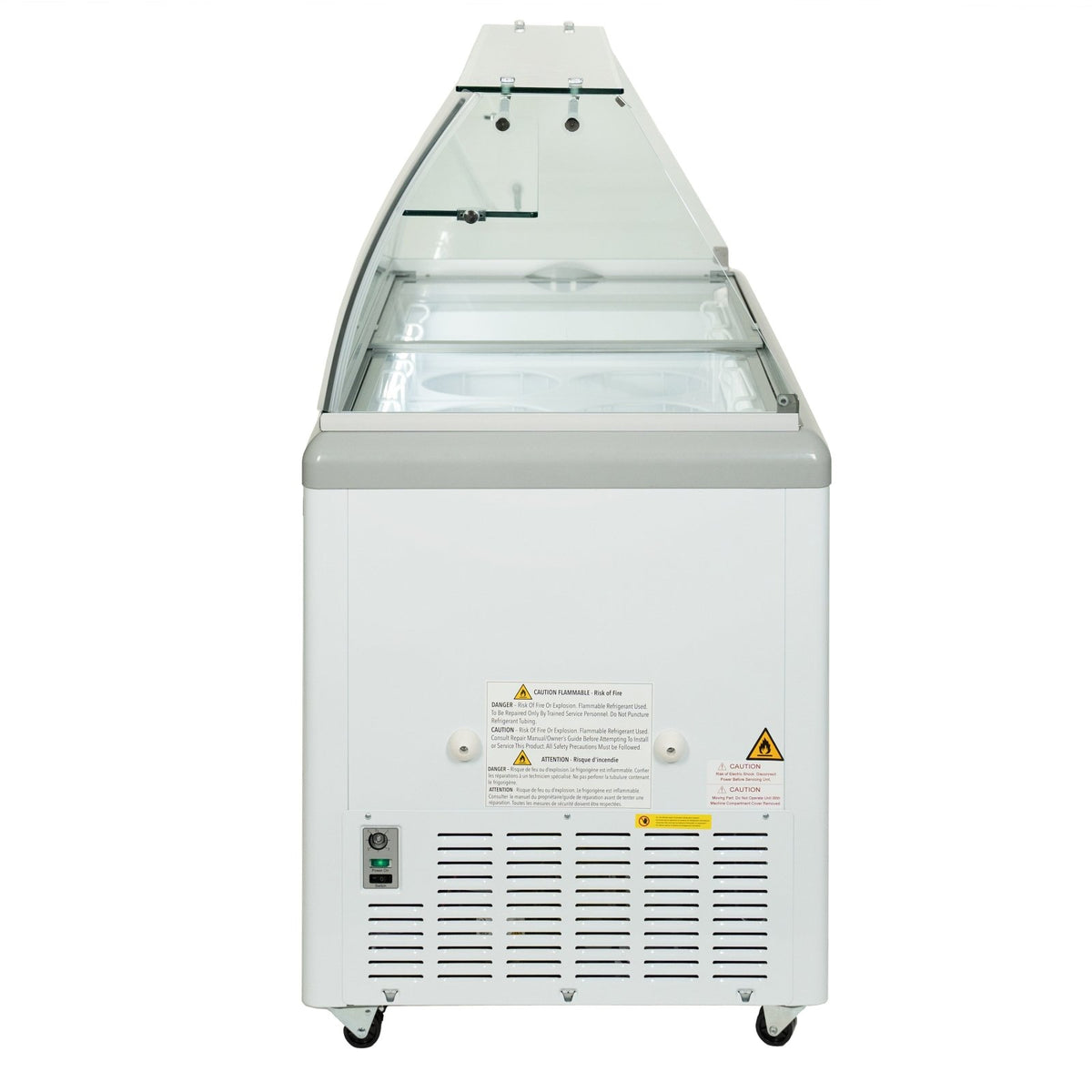 Maxx Cold MXDC - 8 X - Series Ice Cream Dipping Cabinet Freezer with Curved Glass Sneeze Guard, 52"W, 11 cu. ft. Storage Capacity, Holds up to - TheChefStore.Com