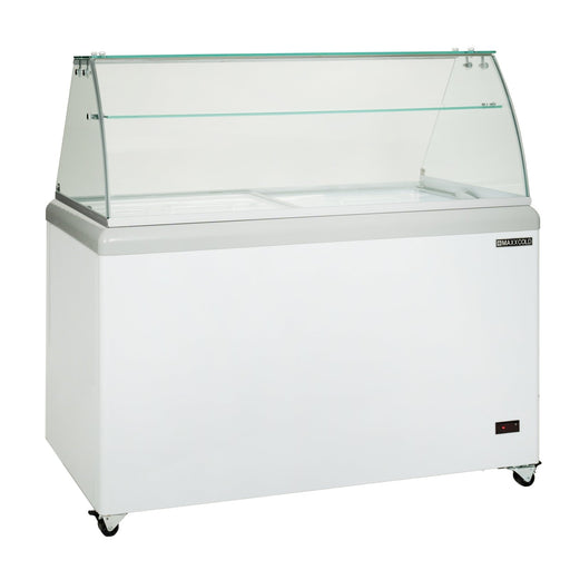 Maxx Cold MXDC - 8 X - Series Ice Cream Dipping Cabinet Freezer with Curved Glass Sneeze Guard, 52"W, 11 cu. ft. Storage Capacity, Holds up to - TheChefStore.Com
