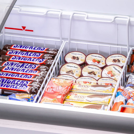 Maxx Cold MXF40CHC - 4 X - Series Curved Glass Top Mobile Ice Cream Display Freezer, 39.4"W, 6.71 cu. ft. Storage Capacity, in White - TheChefStore.Com