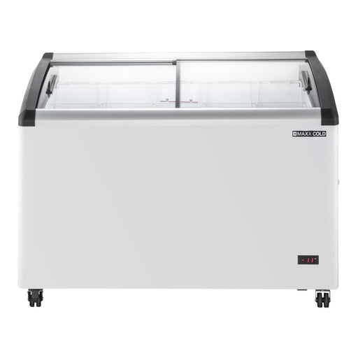 Maxx Cold MXF48CHC - 5 X - Series Curved Glass Top Mobile Ice Cream Display Freezer, 47.4"W, 8.62 cu. ft. Storage Capacity, in White - TheChefStore.Com