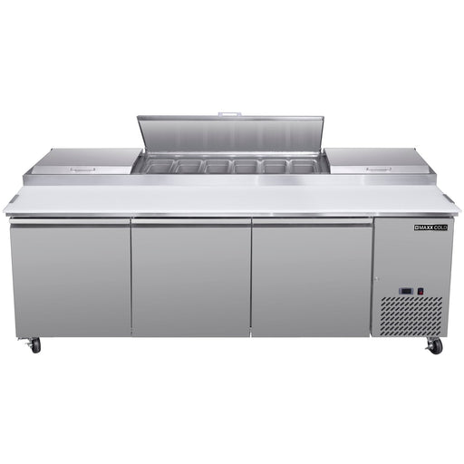 Maxx Cold MXSPP92HC Three - Door Refrigerated Pizza Prep Table, 92" W, 30.87 cu. ft. Storage Capacity, Equipped with - TheChefStore.Com