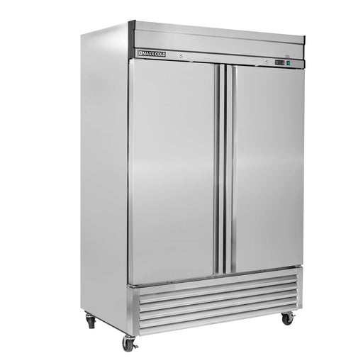 Maxx Cold MXSR - 49FDHC Double Door Reach - In Refrigerator, Bottom Mount, 54"W, 49 cu. ft. Storage Capacity, in Stainless Steel - TheChefStore.Com