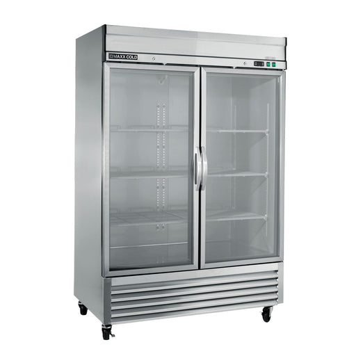 Maxx Cold MXSR - 49GDHC Double Glass Door Reach - In Refrigerator, Bottom Mount, 54"W, 49 cu. ft. Storage Capacity, in Stainless Steel - TheChefStore.Com
