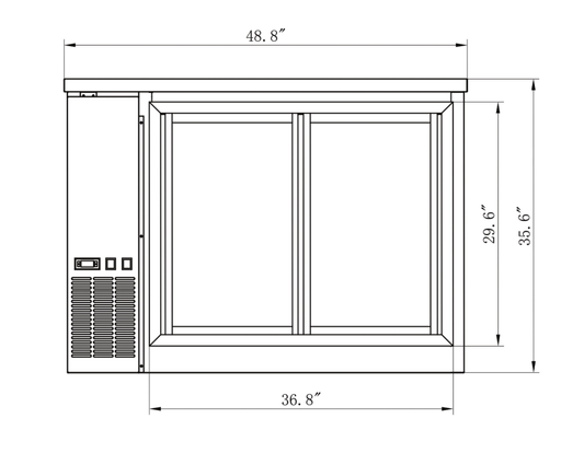 Migali C - BB48SG - HC 48" Sliding Glass Door Back Bar Refrigerator, 2 Door, All Steel, Side Mount Compressor