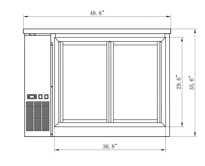 Migali C - BB48SG - HC 48" Sliding Glass Door Back Bar Refrigerator, 2 Door, All Steel, Side Mount Compressor - TheChefStore.Com