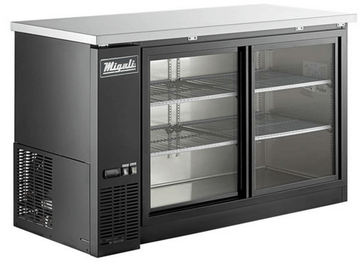 Migali C - BB60SG - HC 60" Sliding Glass Door Back Bar Refrigerator, 2 Door, All Steel, Side Mount Compressor - TheChefStore.Com