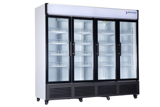 NAFCOOL FGDR95 93″ Commercial Wide Four Glass Door Commercial Beverage Refrigerator Merchandiser - TheChefStore.Com