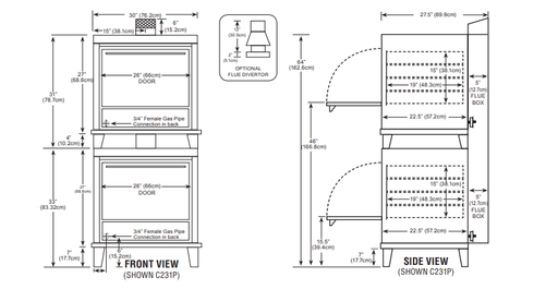 Peerless C231P Double - Door Eight Shelf Gas Pizza Oven