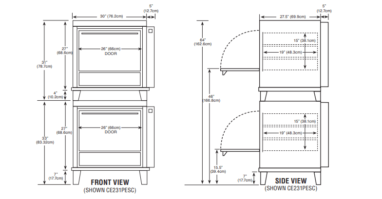 Peerless CE231PESC Two Door Six Shelves Electric Pizza Oven - TheChefStore.Com