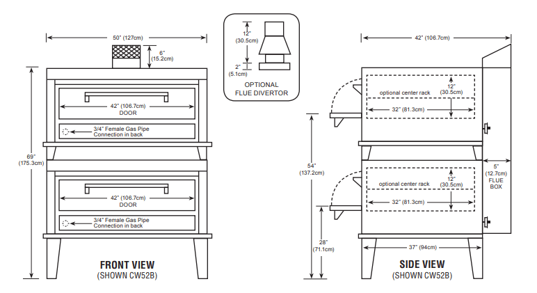 Peerless CW51B Double Roast Deck Gas Bake Oven - TheChefStore.Com