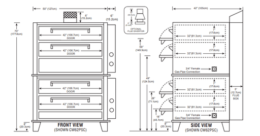 Peerless CW61P Two Twin Decks Gas Pizza Oven