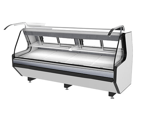 Pro - kold MCRU - 100 - WL 98.5" Front Lift Curved Glass Refrigerated Meat Case, Remote - TheChefStore.Com