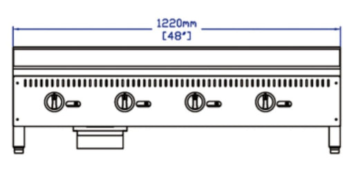 Standard Range SR - G48 - M 48" Commercial Countertop 4 Burner Gas Griddle with Manual Control, 120,000 BTU