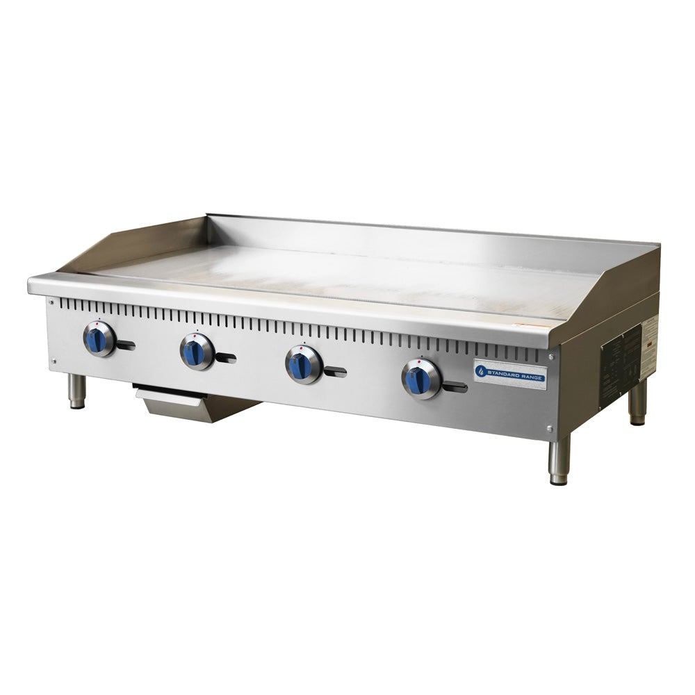 Standard Range SR - G48 - M 48" Commercial Countertop 4 Burner Gas Griddle with Manual Control, 120,000 BTU - TheChefStore.Com