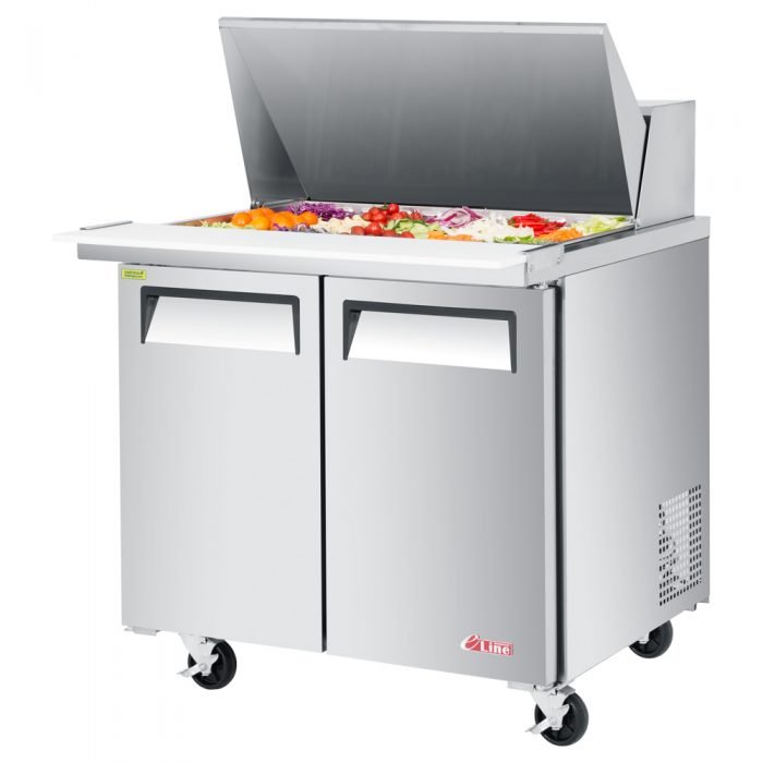 Turbo Air EST - 36 - 15 - N6 - V 2 Solid Door Mega Top Refrigerated Sandwich Prep Table, 11 Cu. Ft. - TheChefStore.Com