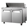 Turbo Air EST - 60 - N - V 2 Solid Door Refrigerated Sandwich Prep Table, 16 Cu. Ft. - TheChefStore.Com