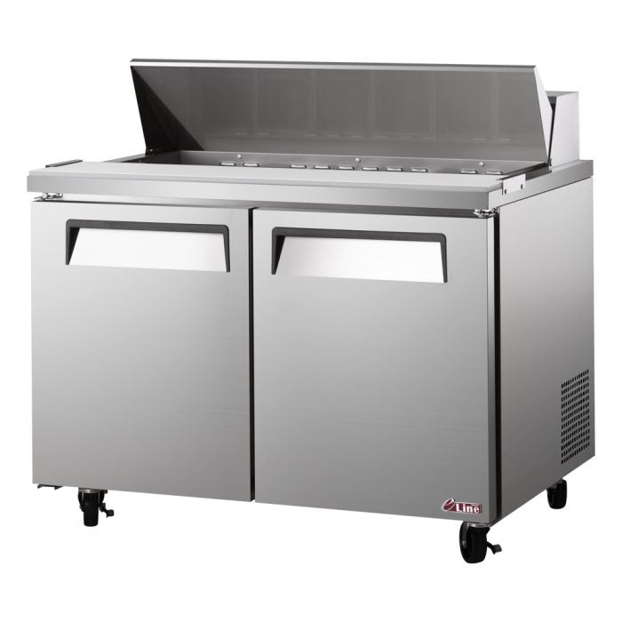 Turbo Air EST - 60 - N - V 2 Solid Door Refrigerated Sandwich Prep Table, 16 Cu. Ft. - TheChefStore.Com