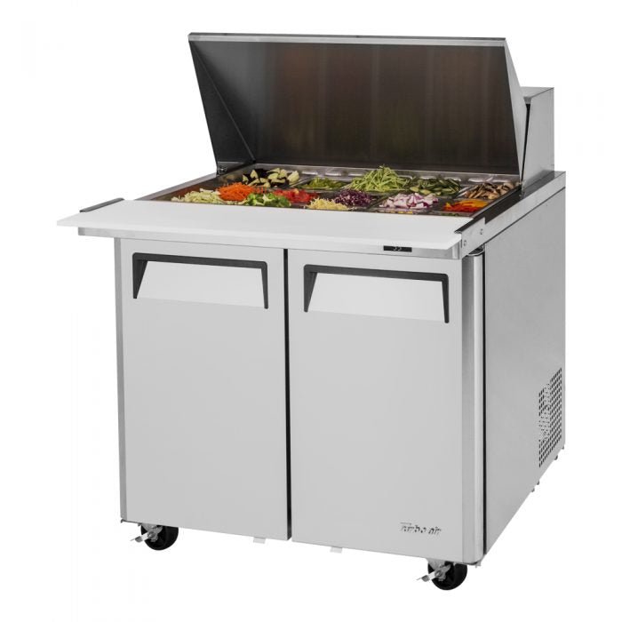 Turbo Air MST - 36 - 15 - N6 2 Solid Door Mega Top Refrigerated Sandwich Prep Table, 11 Cu. Ft. - TheChefStore.Com