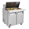 Turbo Air MST - 36 - 15 - N6 2 Solid Door Mega Top Refrigerated Sandwich Prep Table, 11 Cu. Ft. - TheChefStore.Com