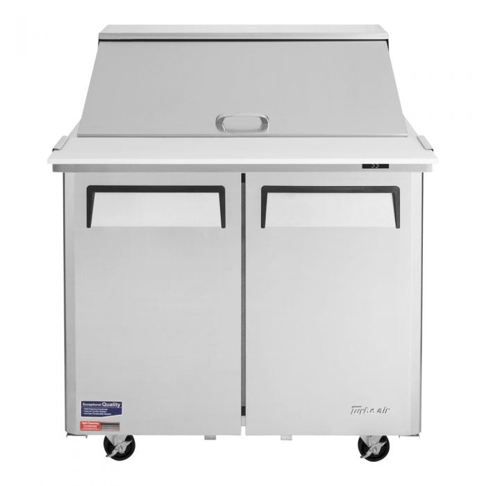 Turbo Air MST - 36 - 15 - N6 2 Solid Door Mega Top Refrigerated Sandwich Prep Table, 11 Cu. Ft. - TheChefStore.Com