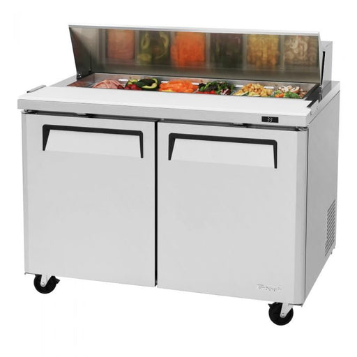 Turbo Air MST - 48 - N 2 Solid Door Refrigerated Sandwich Prep Table, 12 Cu. Ft. - TheChefStore.Com