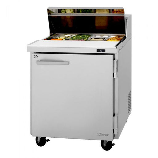 Turbo Air PST - 28 - N 1 Solid Door Mega Refrigerated Sandwich and Salad Prep Table, 7 Cu. Ft. - TheChefStore.Com