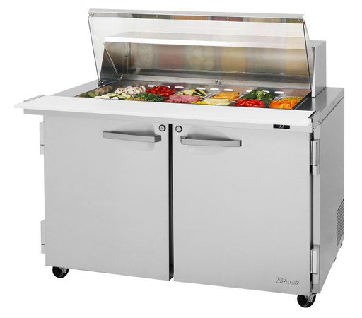 Turbo Air PST - 48 - 18 - N - CL 2 Solid Door Mega Top Refrigerated Sandwich Prep Table , Clear Lid, 15 Cu. Ft. - TheChefStore.Com