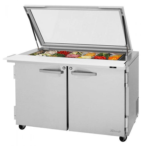 Turbo Air PST - 48 - 18 - N - GL 2 Solid Door Mega Top Refrigerated Sandwich Prep Table, Glass Lid, 15 Cu. Ft. - TheChefStore.Com