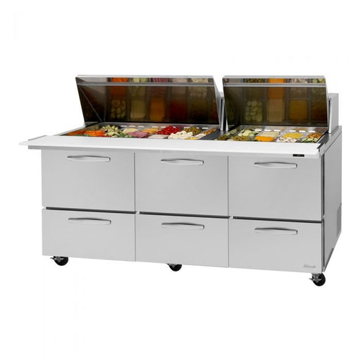 Turbo Air PST - 72 - 30 - D6 - N 6 Drawer Mega Top Refrigerated Sandwich Prep Table - TheChefStore.Com