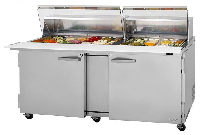 Turbo Air PST - 72 - 30 - N - CL 2 Solid Door Mega Top Refrigerated Sandwich Prep Table, Clear Lid, 23 Cu. Ft. - TheChefStore.Com