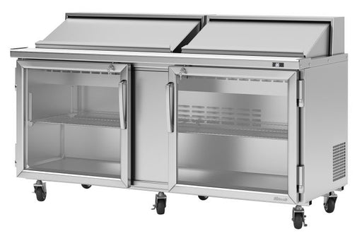 Turbo Air PST - 72 - G - N 2 Glass Door Refrigerated Sandwich Prep Table, 19 Cu. Ft. - TheChefStore.Com