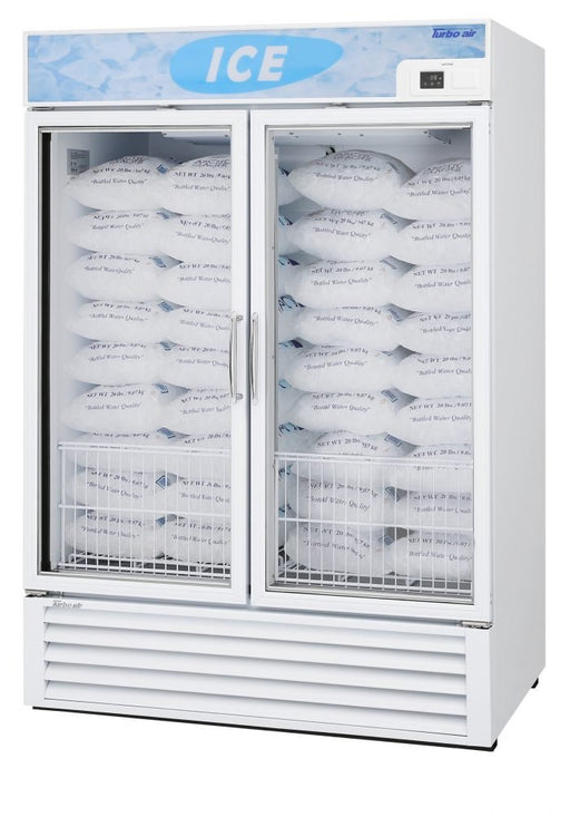 Turbo Air TGIM - 49W - N 2 Glass Door Swing Ice Merchandiser, White Cabinet - TheChefStore.Com