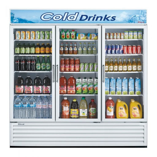 Turbo Air TGM - 72RS - N 3 Door Swing Style Glass Merchandiser Refrigerator, White, 67.9 Cu. Ft. - TheChefStore.Com