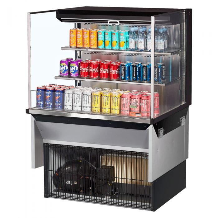 Turbo Air TOM - 36L - UF - W(B) - 3SI - N 34 - 3/4" Low Profile Open Display Merchandiser, 2 shelves, European Straight Style, , 11.1 Cu. Ft. - TheChefStore.Com