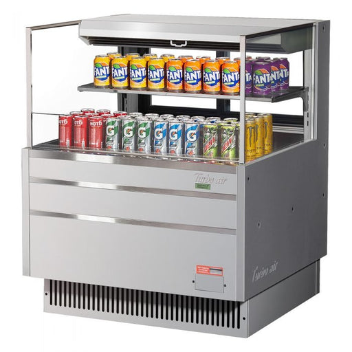 Turbo Air TOM - 36L - UFD - S - 2S - N 34 - 3/4" Low Profile Open Display Merchandiser, 1 shelf, European Straight Style, Stainless Steel, 7.5 Cu. Ft. - TheChefStore.Com