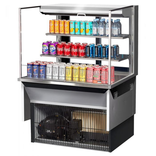 Turbo Air TOM - 36L - UFD - S - 3SI - N 34 - 3/4" Low Profile Open Display Merchandiser, 2 shelves, European Straight Style, Stainless Steel, 11.1 Cu. Ft. - TheChefStore.Com