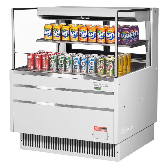 Turbo Air TOM - 36L - UFD - W(B) - 2S - N 34 - 3/4" Low Profile Open Display Merchandiser, 1 shelf, European Straight Style, 7.5 Cu. Ft. - TheChefStore.Com