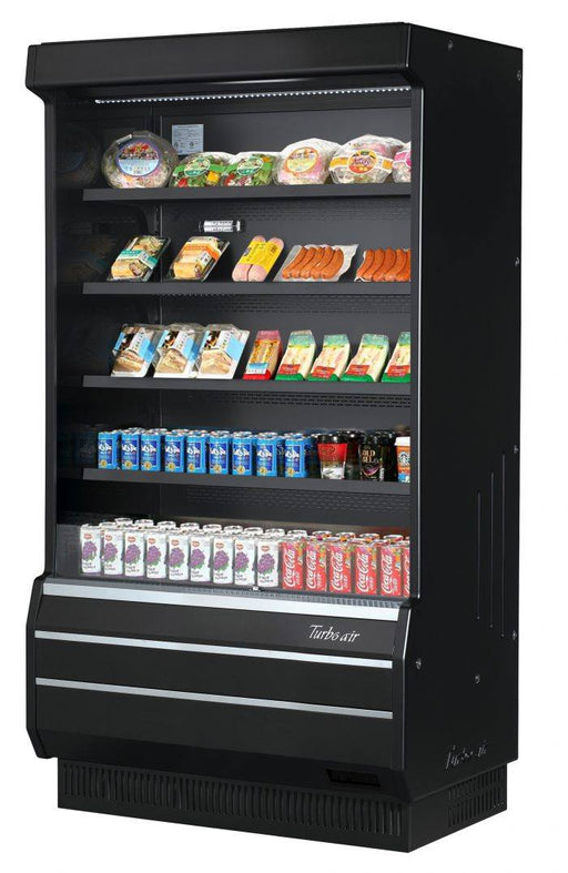 Turbo Air TOM - 40B - SP - N 39" Full Size Vertical Open Display Merchandiser, Solid Side Panel, Black, 12.5 Cu. Ft. - TheChefStore.Com