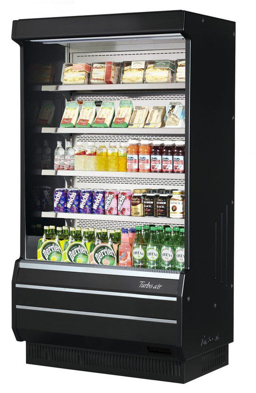 Turbo Air TOM - 40B - SP - N 39" Full Size Vertical Open Display Merchandiser, Solid Side Panel, Black, 12.5 Cu. Ft. - TheChefStore.Com