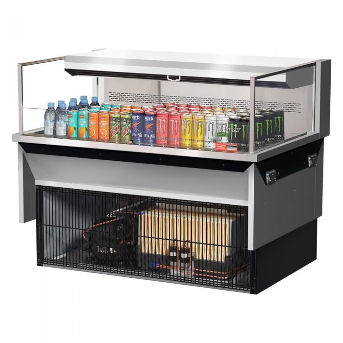 Turbo Air TOM - 48L - UF - S - 1SI - N 34 - 3/4" Low Profile Drop In Open Display Merchandiser, European Straight Style, Stainless Steel, 6.3 Cu. Ft. - TheChefStore.Com