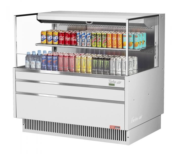 Turbo Air TOM - 48L - UF - W(B) - 2S - N 46 - 3/4" Low Profile Open Display Merchandiser, 1 shelf, European Straight Style, 10.2 Cu. Ft. - TheChefStore.Com