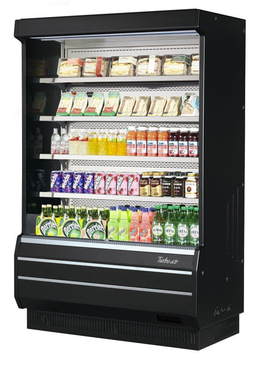 Turbo Air TOM - 50B - SP - N 50" Full Size Vertical Open Display Merchandiser, Solid Side Panel, Black, 16.5 Cu. Ft. - TheChefStore.Com