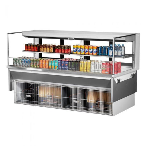 Turbo Air TOM - 72L - UFD - W(B) - 2SI - N 70 - 3/4" Low Profile Drop In Open Display Merchandiser, 1 shelf, European Straight Style, 15.8 Cu. Ft. - TheChefStore.Com