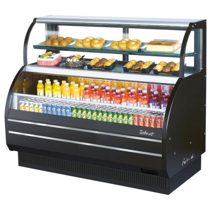 Turbo Air TOM - W - 60SB - N 62" Dual Service Open Display Merchandiser with Refrigerated Top Case, Black - TheChefStore.Com