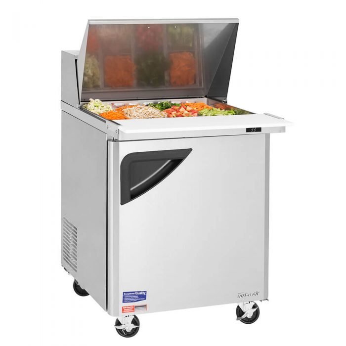 Turbo Air TST - 28SD - 12 - N 1 Solid Door Mega Top Refrigerated Sandwich Prep Table, 8 Cu. Ft. - TheChefStore.Com