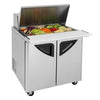 Turbo Air TST - 36SD - 15 - N6 2 Solid Door Mega Top Refrigerated Sandwich Prep Table, 11 Cu. Ft. - TheChefStore.Com