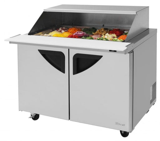 Turbo Air TST - 48SD - 18 - N - SL 2 Solid Door Mega Top Refrigerated Sandwich Prep Table with Removable Slide Back Lid - TheChefStore.Com